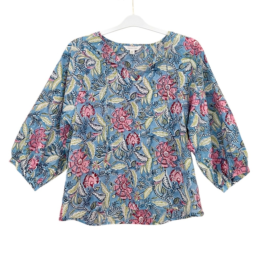 Garnet Hill 2025 Keya Organic Cotton Voile Blouse Size Small - Picture 2 of 7